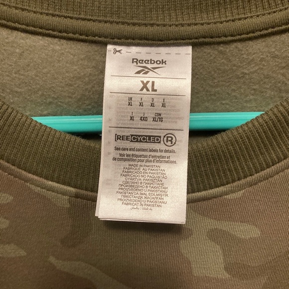 Reebok Mens XL Olive Green Camo Long Sleeve Pullover Crew Neck Sweatshirt NWOT - Picture 4 of 12
